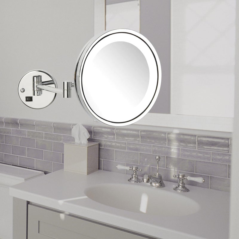 JERDON Lighted Wall-Mounted Makeup Mirror - Direct Wire Magnifying Mirror with LED Lights - 5X - Chrome Finish - Model HL1016CLD - Image 5